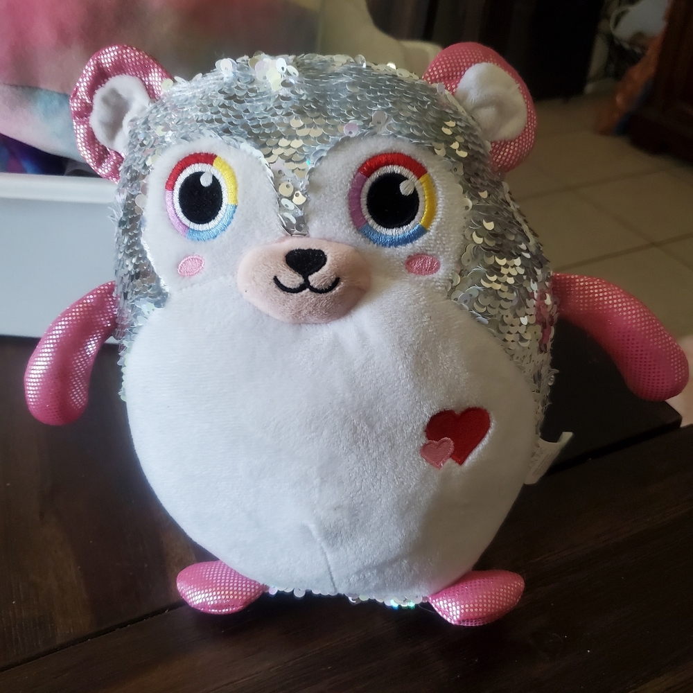 Sequin Plush Toy with Pink Accents
